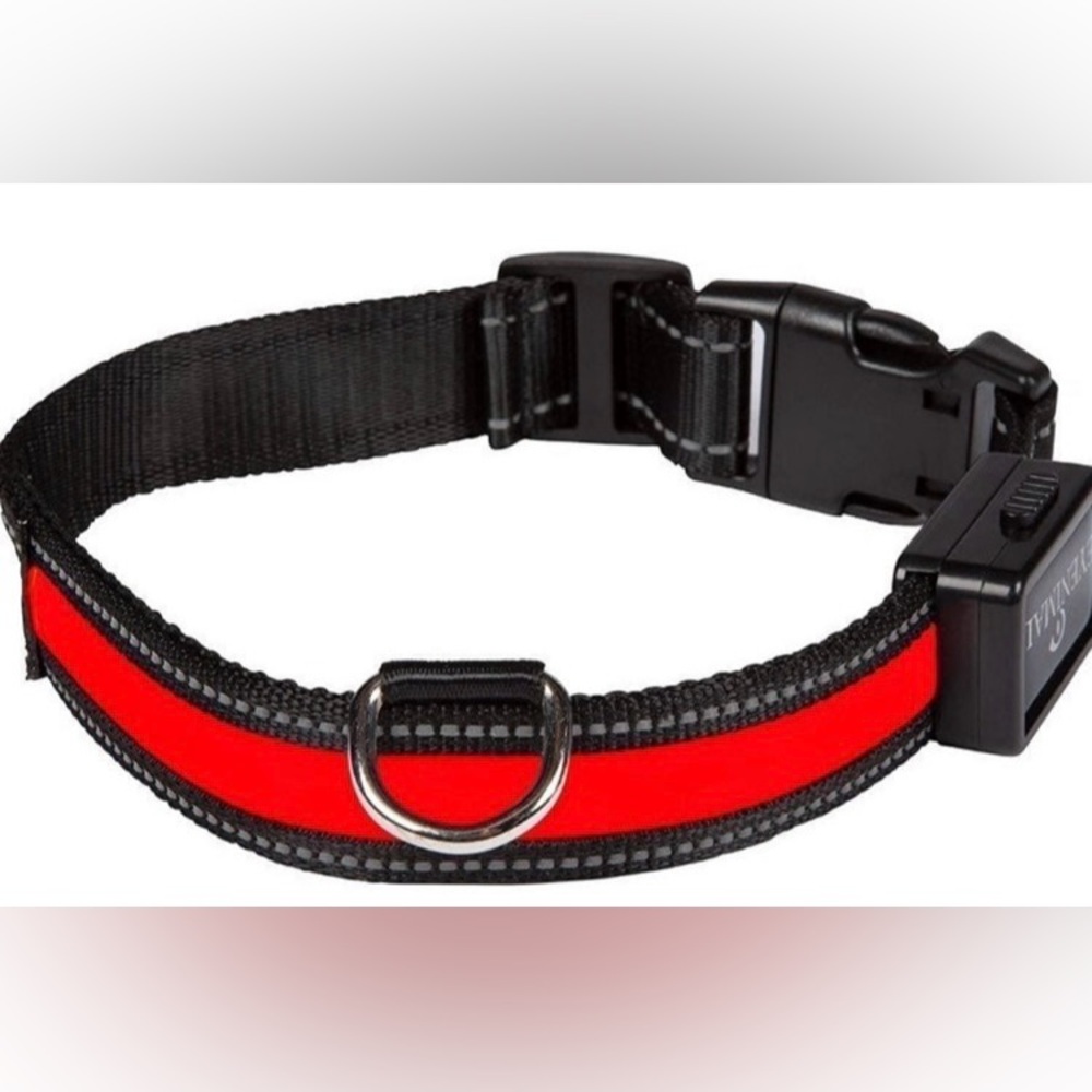 Two DOG COLLARS Light-Up Red Doggy Pups Puppy Lot of 2 NEW!